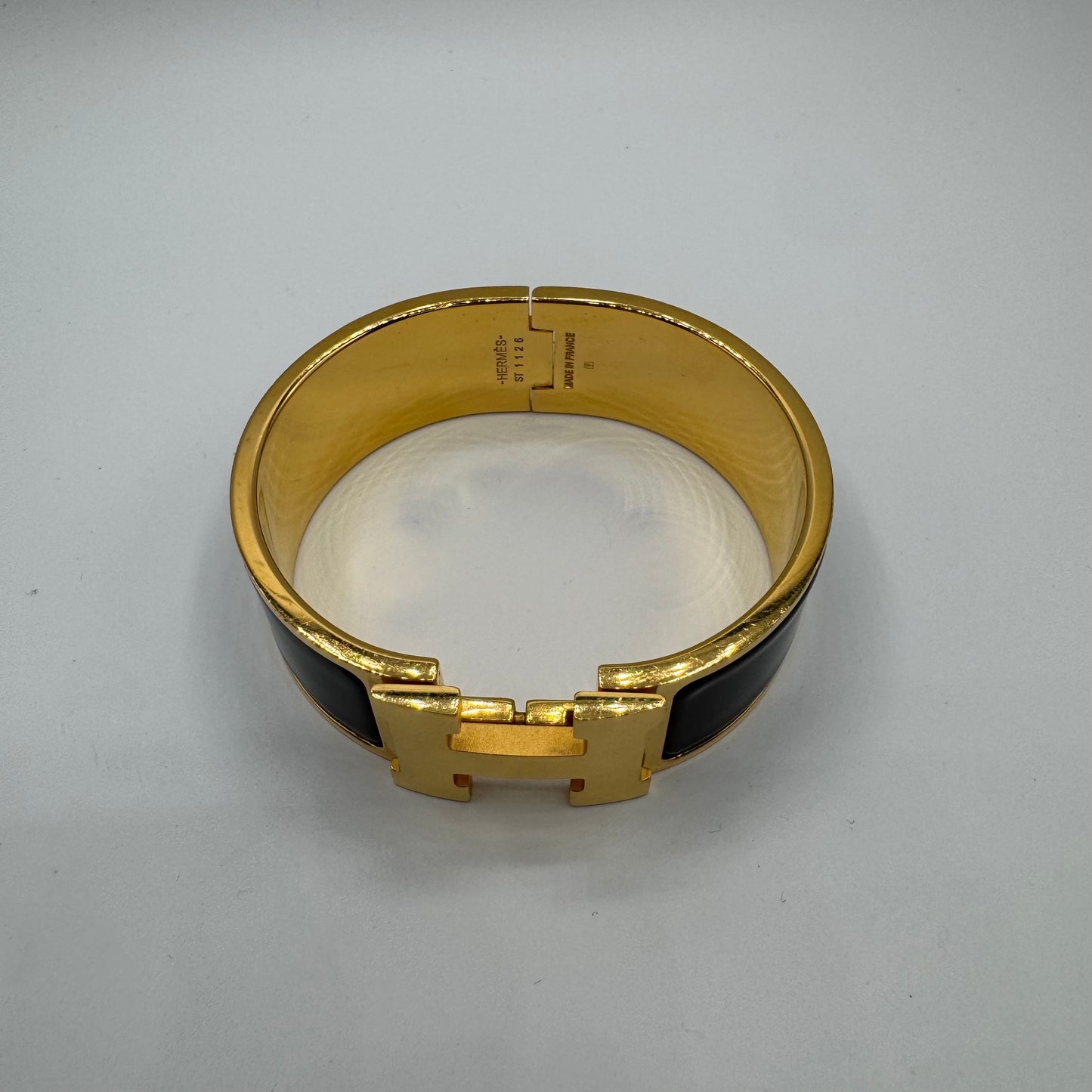 Hermès Clic Clac H Armreif Schwarz Gold GM