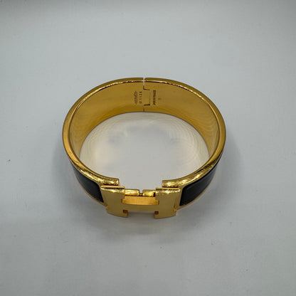 Hermès Clic Clac H Armreif Schwarz Gold GM