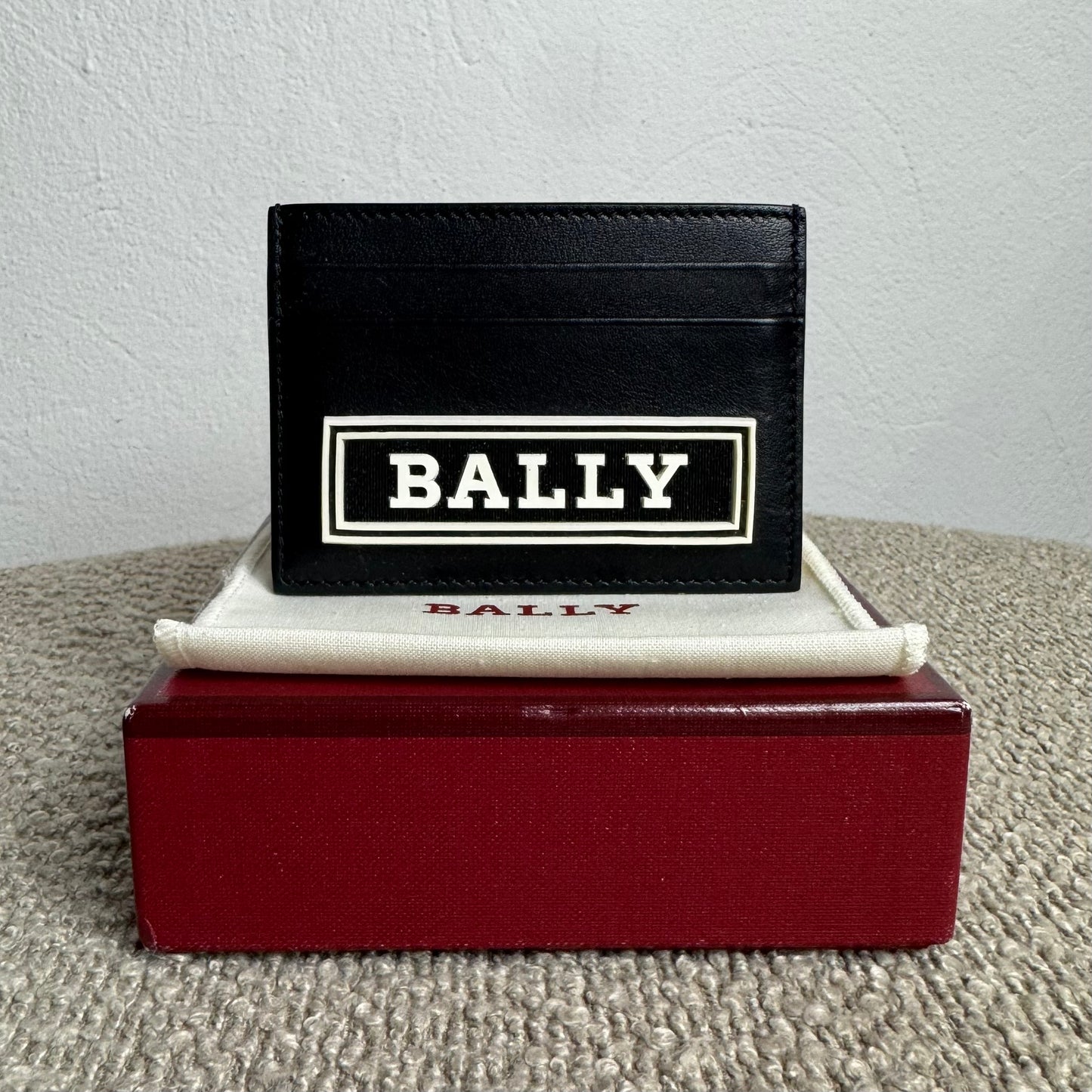 Bally „Logo Block“ Leder-Kartenetui Schwarz