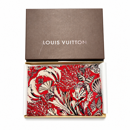Louis Vuitton Kaschmir-Seiden-Tuch M73765 – Rot / Creme / Schwarz