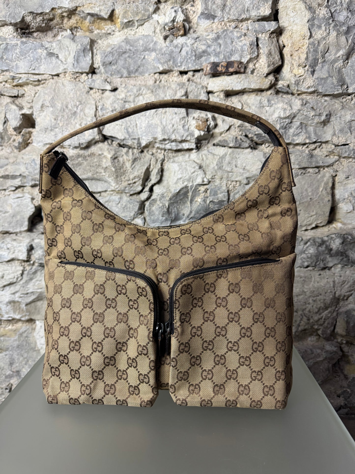 Gucci GG Canvas Hobo Bag 0013380 Beige