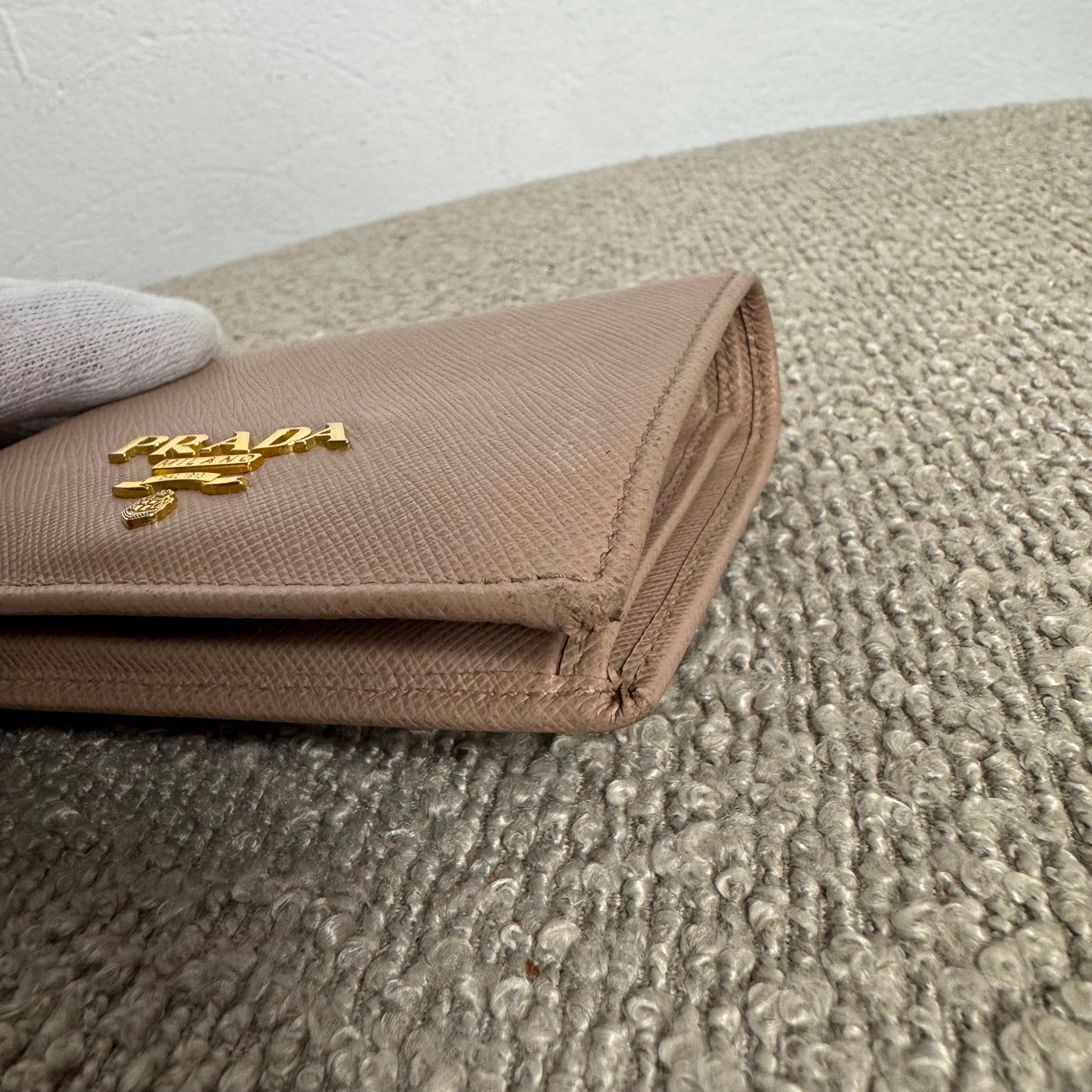 Prada Saffiano Metal Compact Wallet – Nude