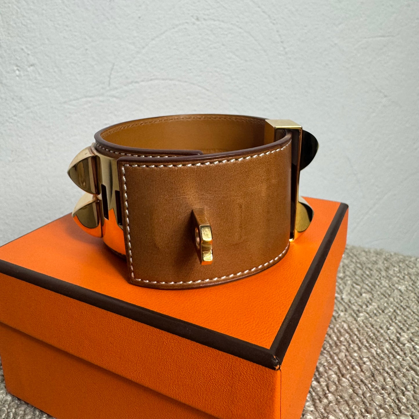 Hermès Collier de Chien Armband Fauve / Gelbgold – Gr. T4 (L)
