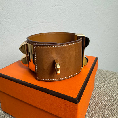 Hermès Collier de Chien Armband Fauve / Gelbgold – Gr. T4 (L)
