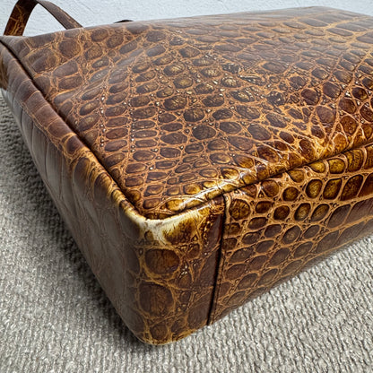 Vintage Fendi Tote Bag mit Krokodilprägung
