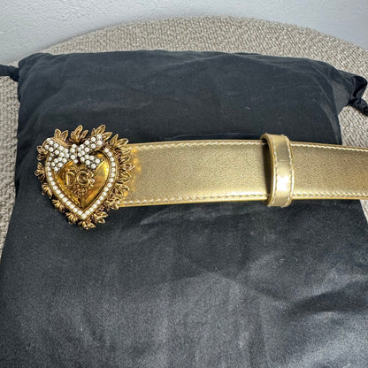 Dolce & Gabbana Devotion Gürtel – Gold mit Herz-Schnalle (Gr. 100 cm)