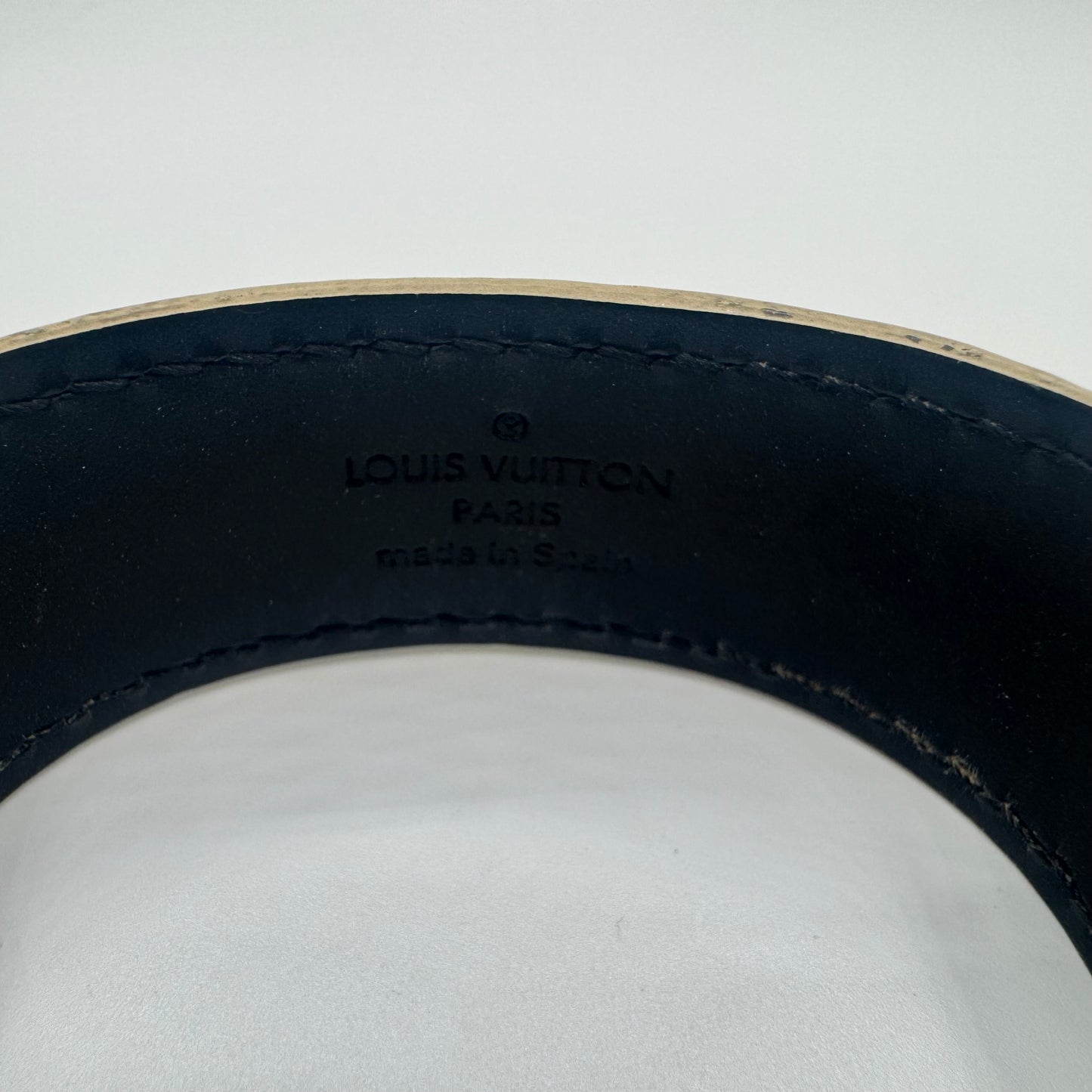 Louis Vuitton Lederarmband – Schwarz / Gelb / Gold – Größe 17