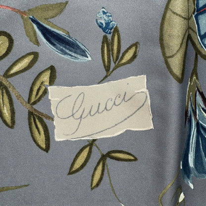 Foulard en soie Gucci Flora "Jardin et Insectes" – Lavande/Bleu clair