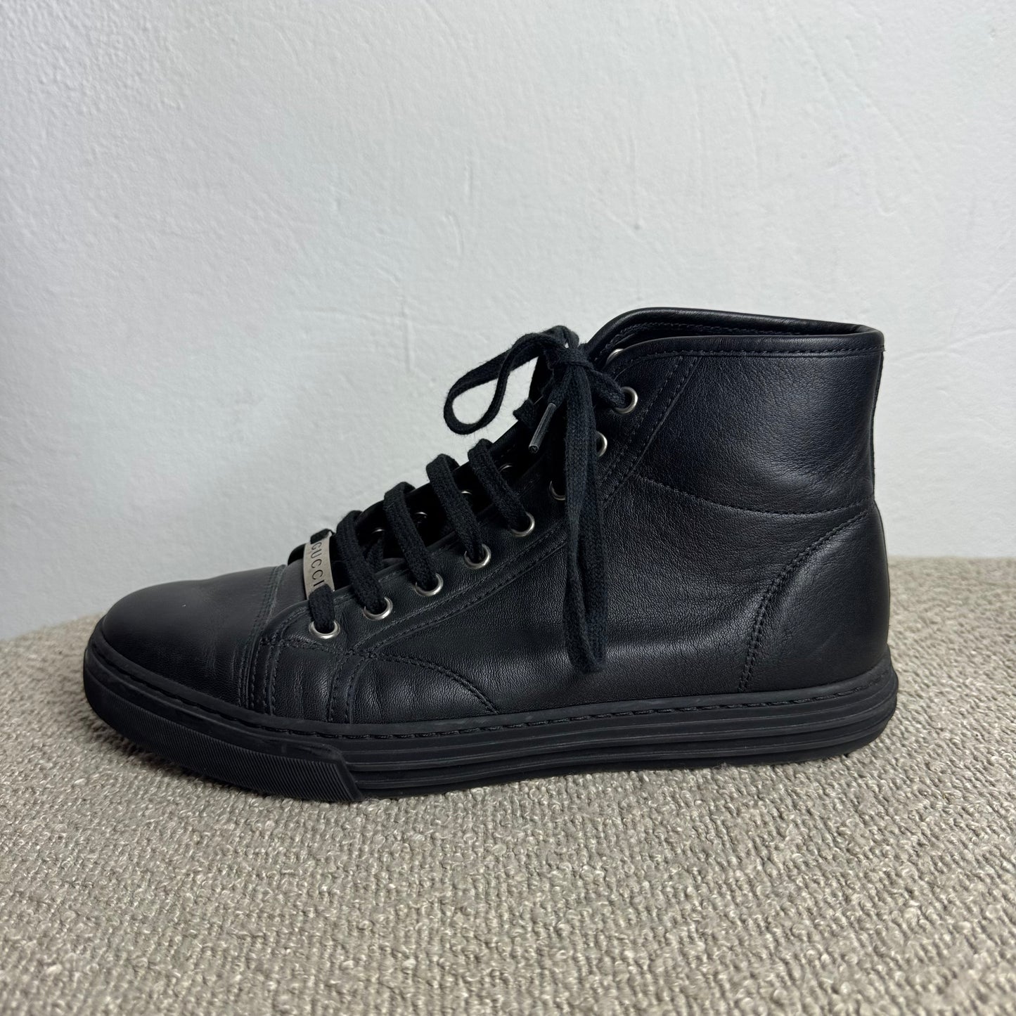 Gucci High-Top Leder-Sneaker Schwarz Gr. 40,5