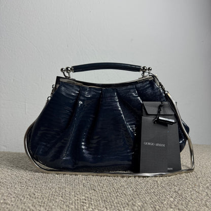 Giorgio Armani Vintage Y2K Pleated Rigid-Handle Frame Clutch