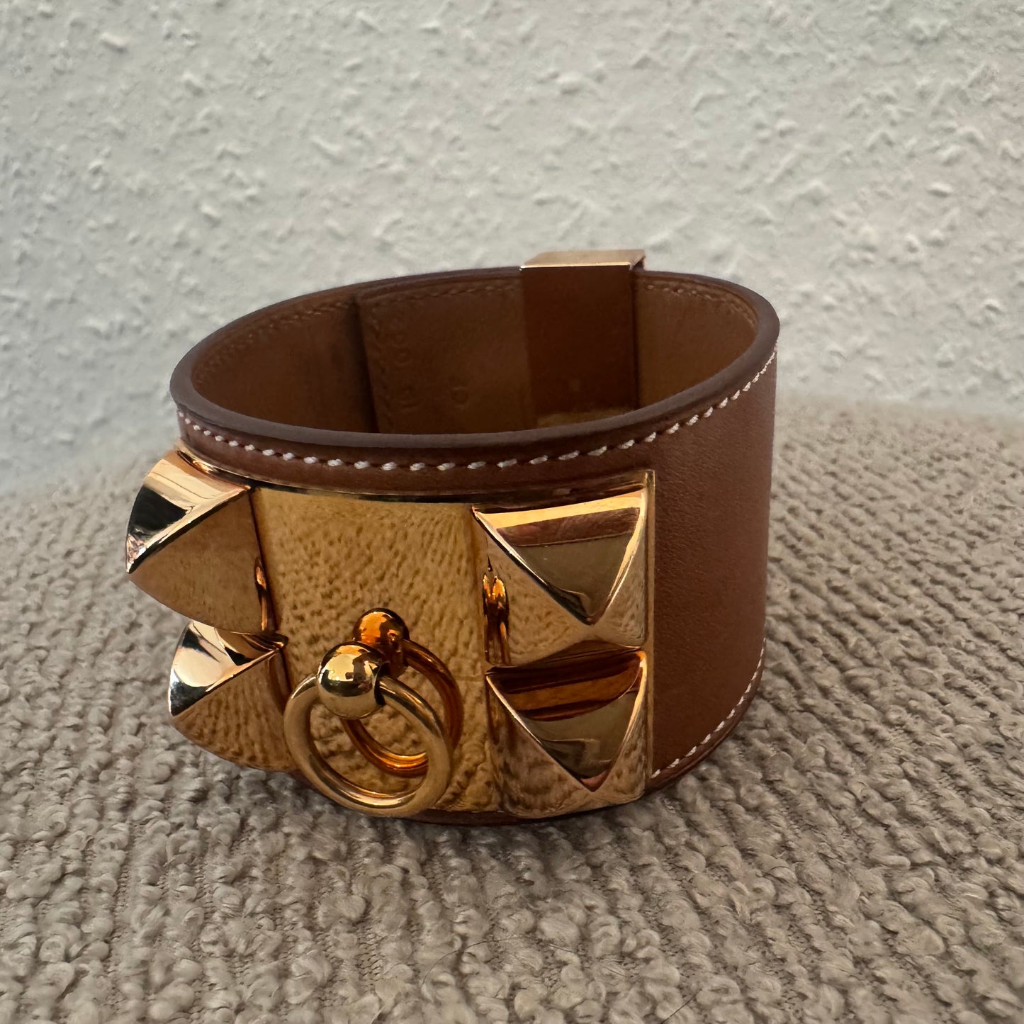 Hermès Collier de Chien Armband Fauve / Gelbgold – Gr. T4 (L)