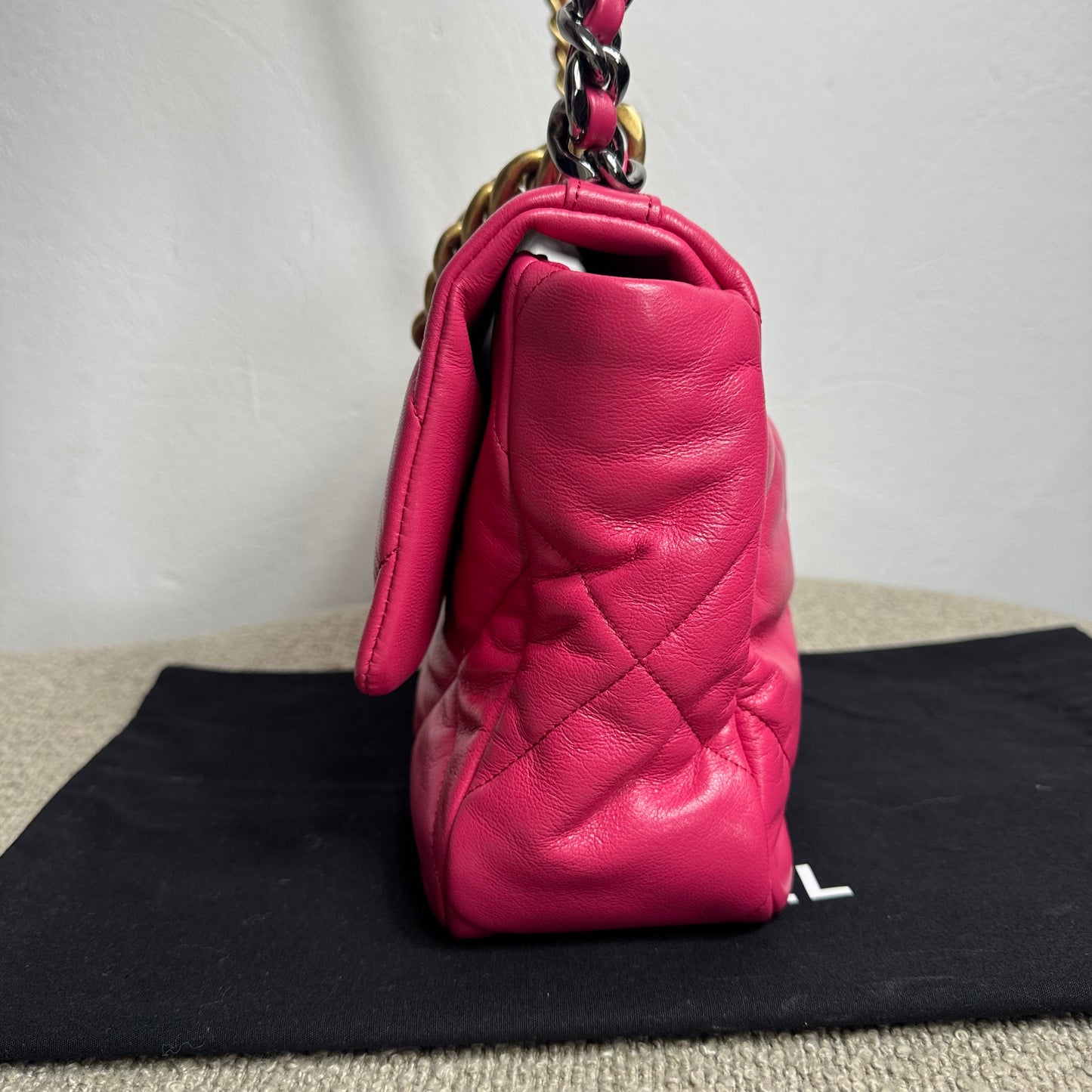Chanel 19 Flap Bag Large Pink Lambskin Leather