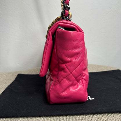 Chanel 19 Flap Bag Large Pink Lambskin Leather