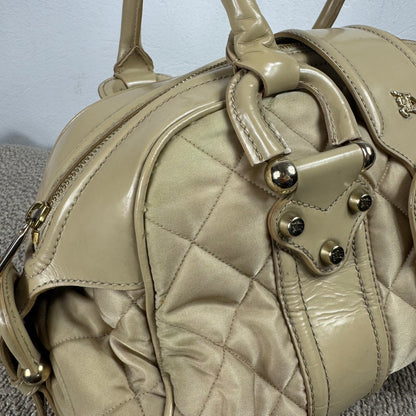 Burberry Quilted Satin & Leder Satchel Bag – Beige