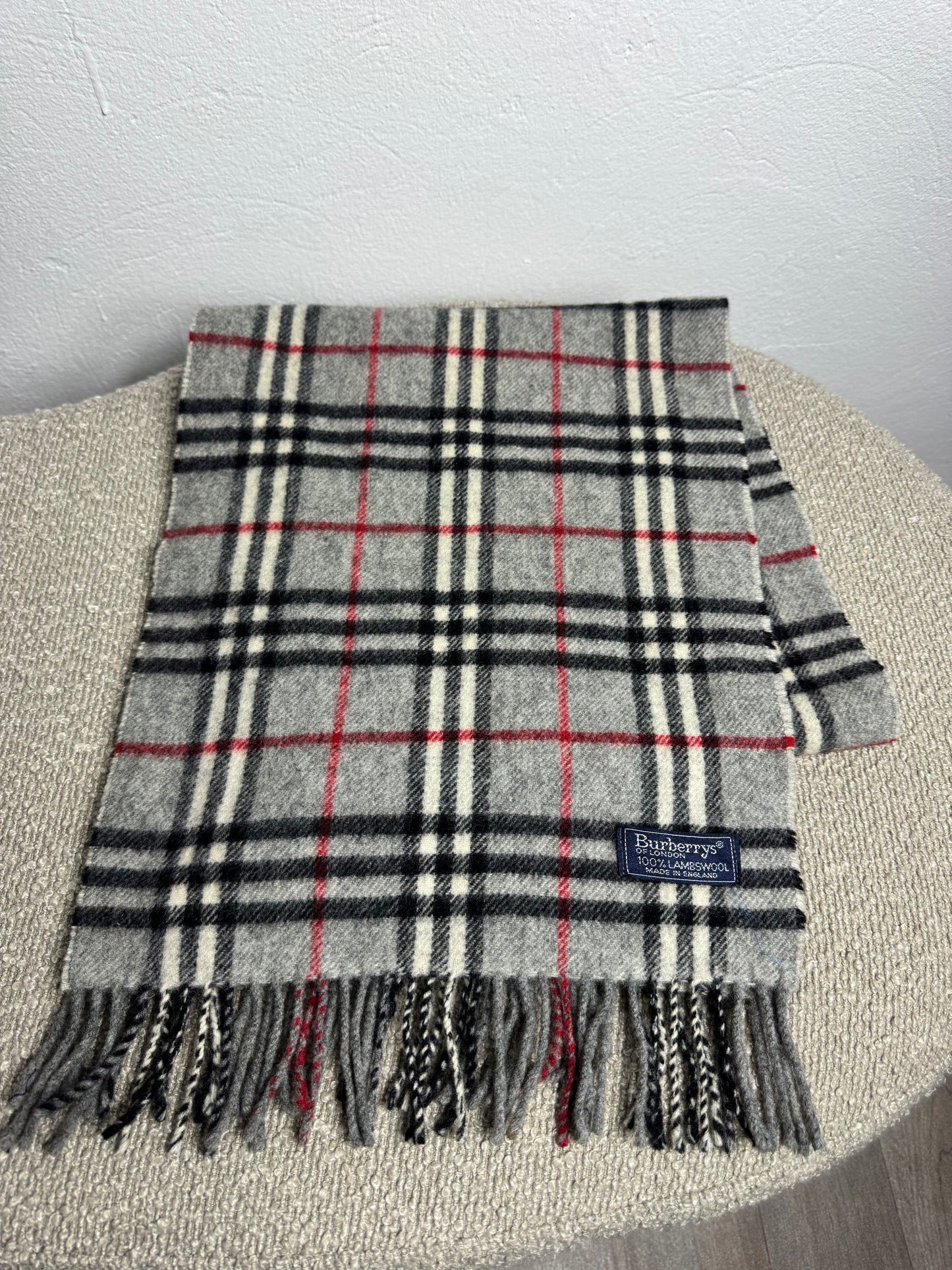 Burberry's Scarf Grey – 100% Lambswool