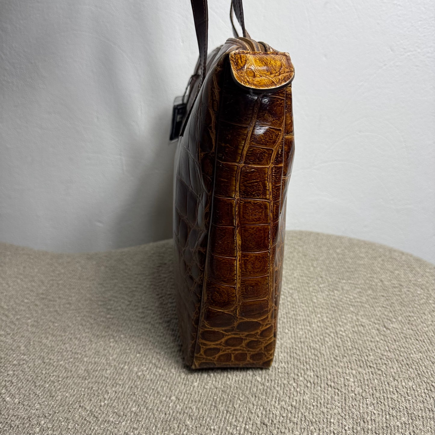 Vintage Fendi Tote Bag mit Krokodilprägung
