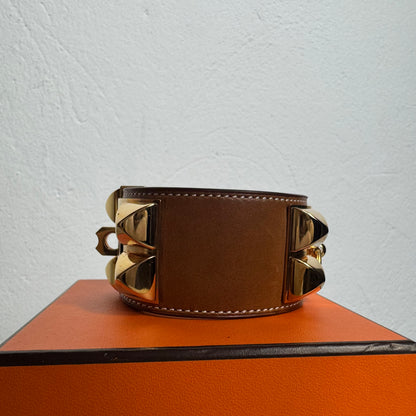 Hermès Collier de Chien Armband Fauve / Gelbgold – Gr. T4 (L)