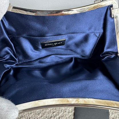 Giorgio Armani Vintage Y2K Pleated Rigid-Handle Frame Clutch