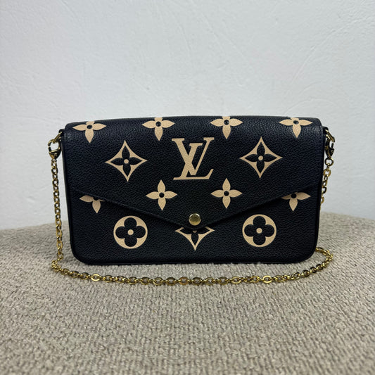 Louis Vuitton Félicie Pochette – Empreinte Leder Schwarz / Beige