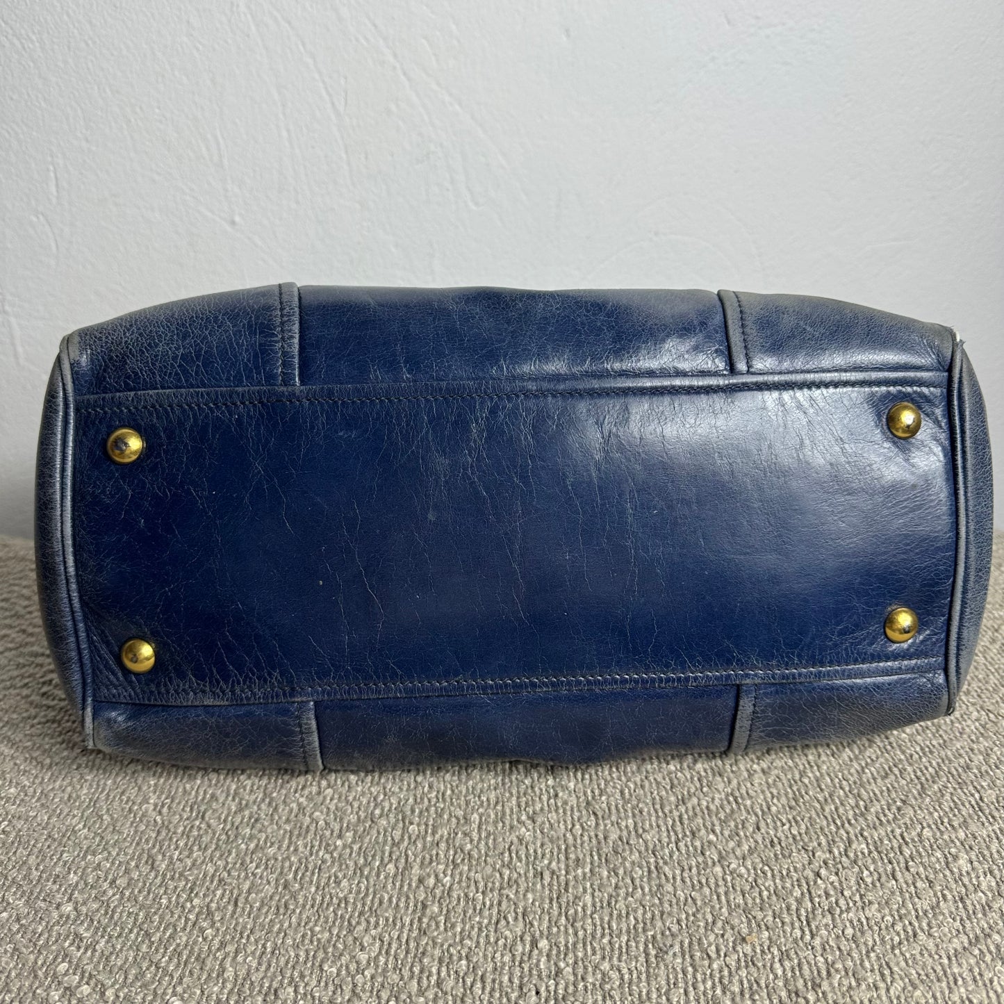 Miu Miu Sitello Shine Double Zip Leder blau