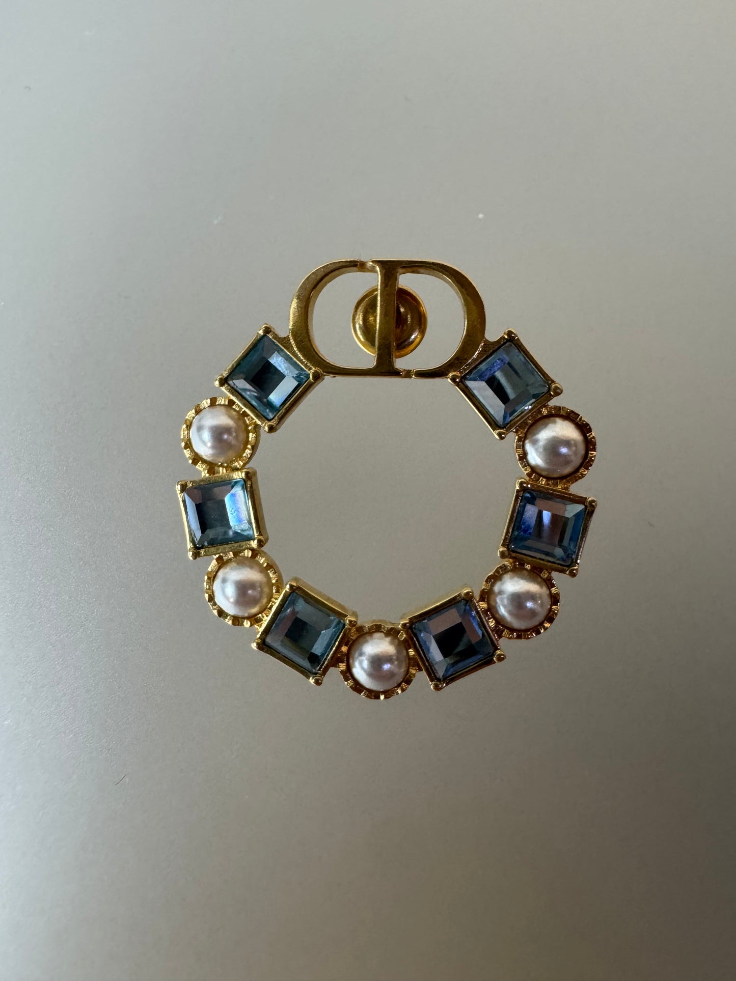 Christian Dior Ohrringe – Blau & Goldfarben