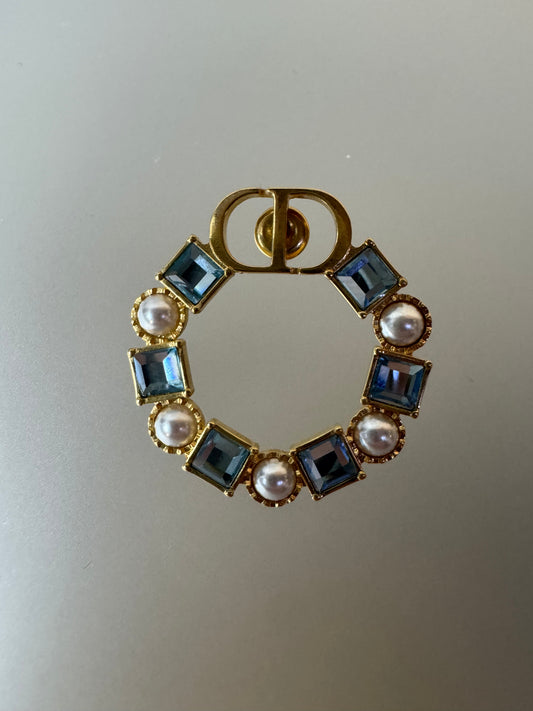 Christian Dior Ohrringe – Blau & Goldfarben
