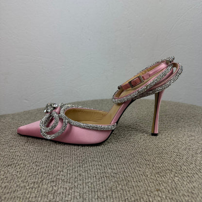 Mach &amp; Mach Double Bow Crystal Slingback Pumps – Rosa Gr. 39