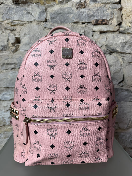 MCM Stark Side Studs Backpack – Visetos Mini Soft Pink
