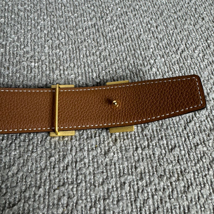 Hermès Gürtel H Striée & Wendbarer Gürtelriemen 32 mm – Gr. 115