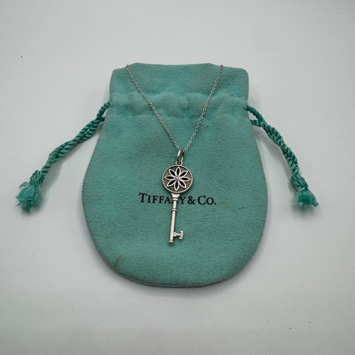 Tiffany & Co. Daisy Key Halskette aus Silber mit Diamant