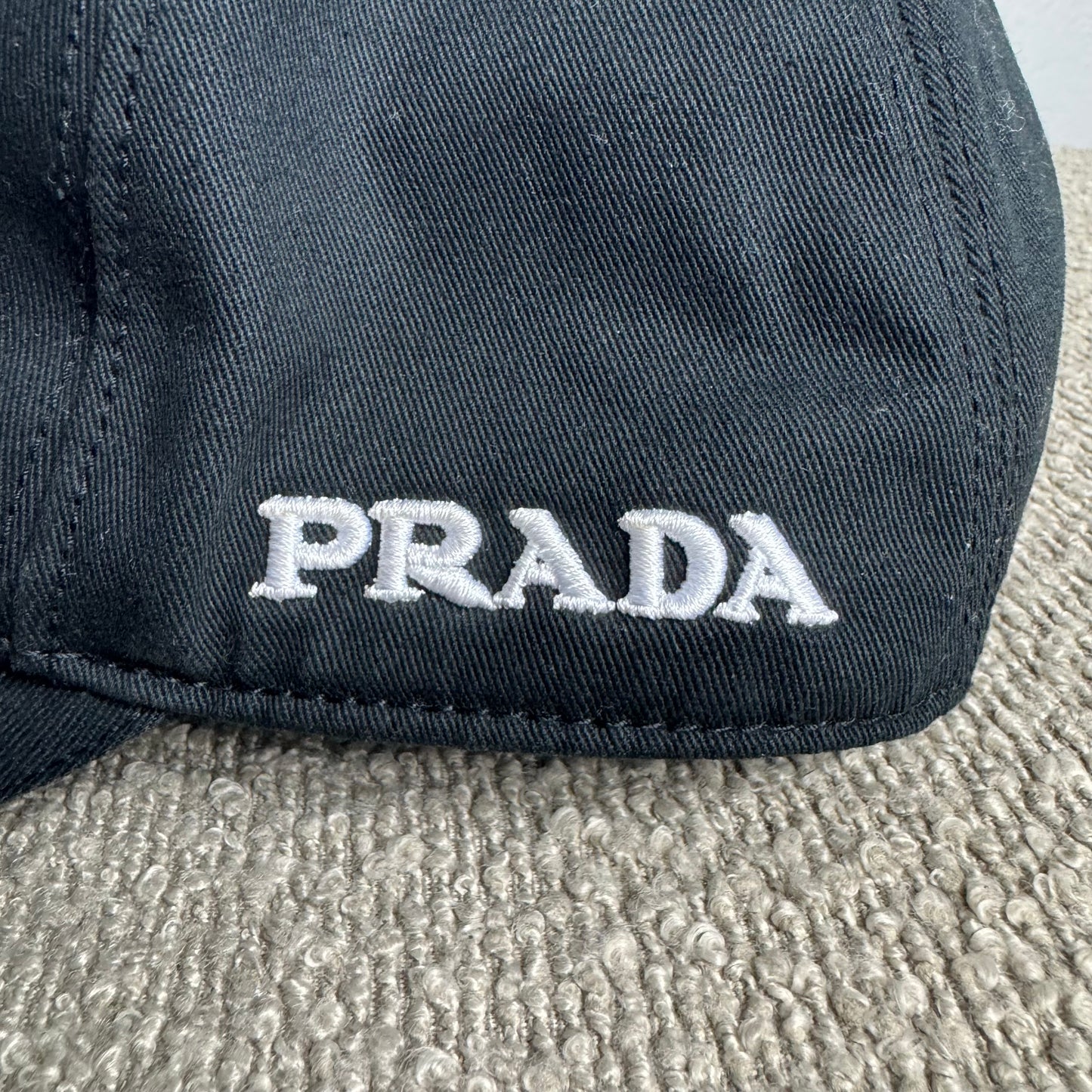 Prada Black Cotton Drill Baseball Cap