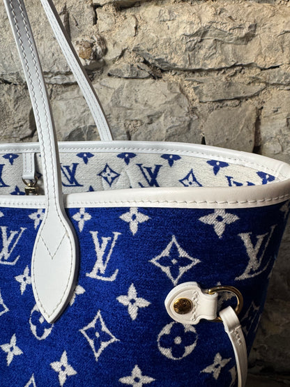 Louis Vuitton Jacquard Velvet Monogram LV Match Neverfull MM Tote – Blau & Weiß