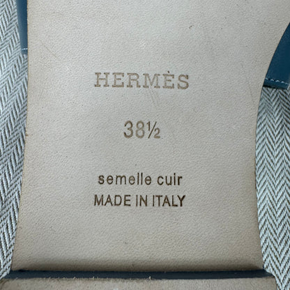 Hermès Oran Damen Sandalen Leder Blau – Gr. 38,5