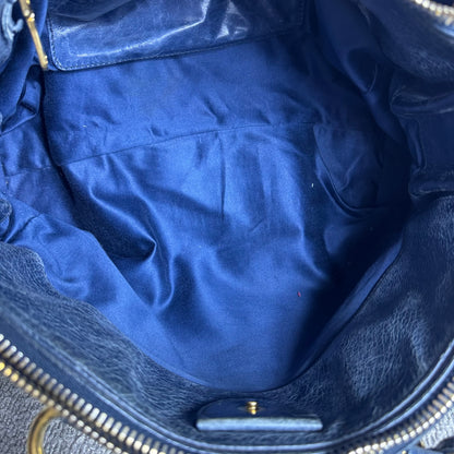 Miu Miu Sitello Shine Double Zip Leder blau