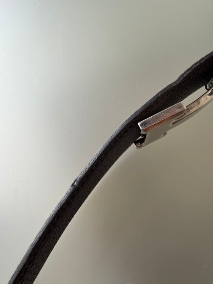 Hermès Wendegürtel – Dunkelbraun/Schwarz mit silberfarbener H-Schnalle