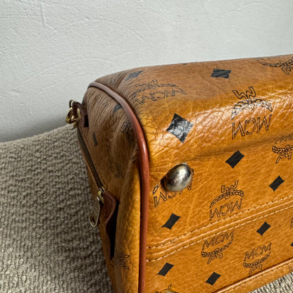 MCM Monogram Visetos Boston Bag Cognac