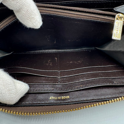 Burberry Zip-Around Wallet Haymarket Check Canvas