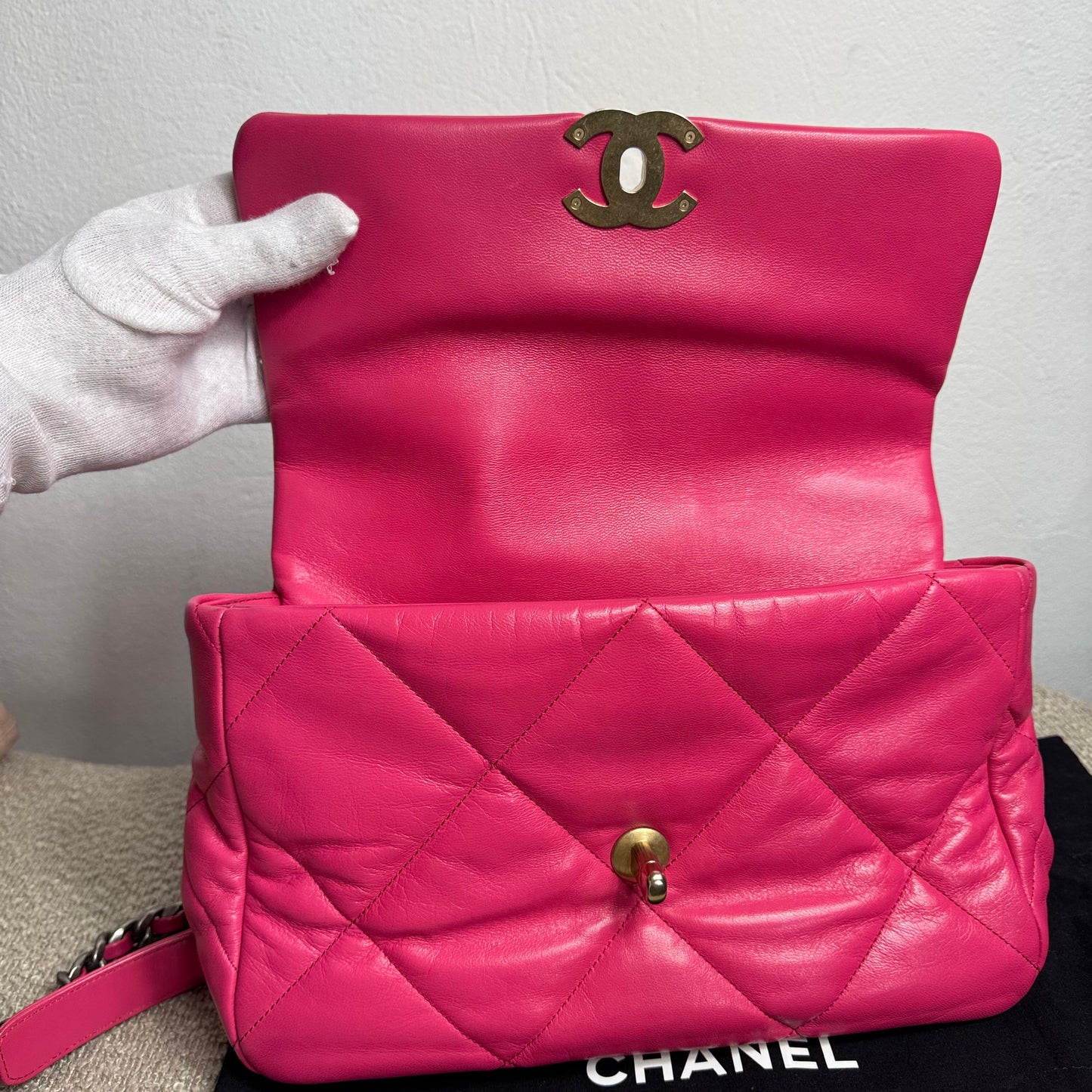 Chanel 19 Flap Bag Large Pink Lambskin Leather