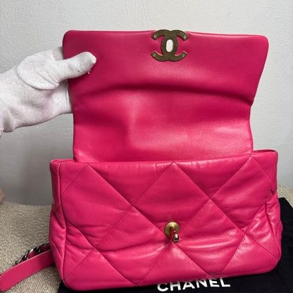 Chanel 19 Flap Bag Large Pink Lambskin Leather