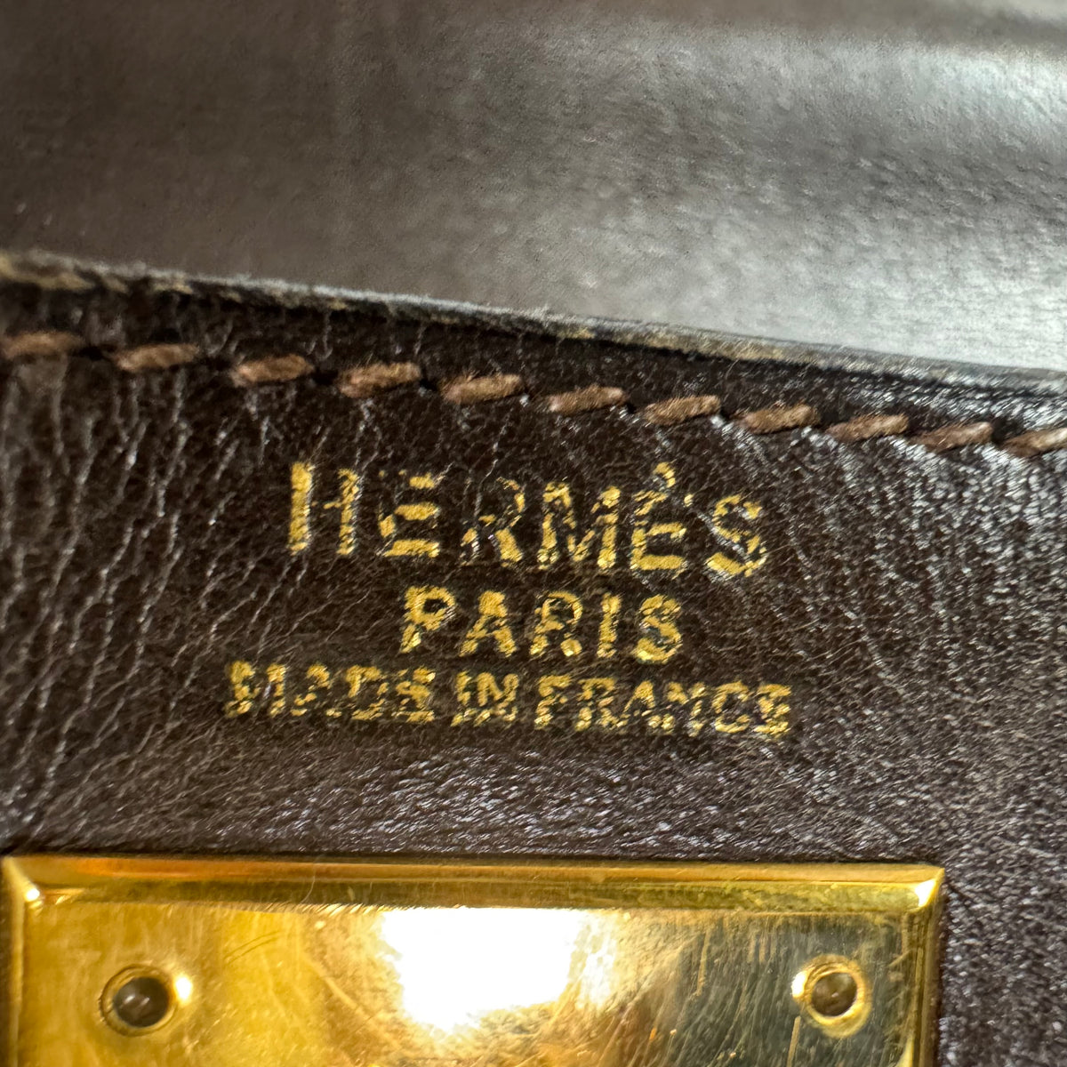 Hermès Vintage Kelly 32 – Dunkelbraun / Gold – 1992