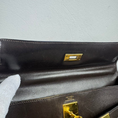 Hermès Vintage Kelly 32 – Dunkelbraun / Gold – 1992