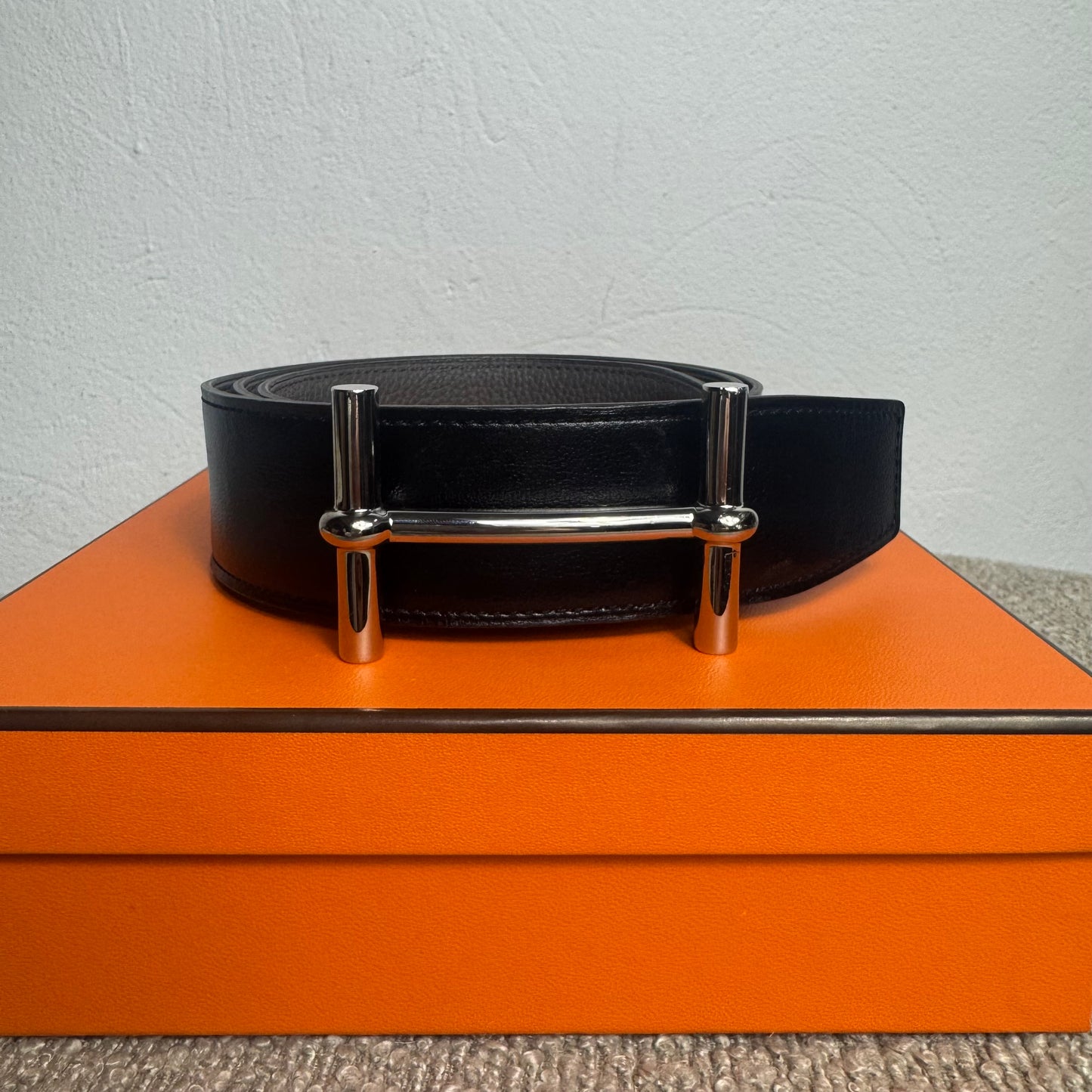 Hermès Gürtelschließe H d'Ancre & Wendbarer Gürtelriemen 38 mm