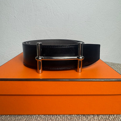 Hermès Gürtelschließe H d'Ancre & Wendbarer Gürtelriemen 38 mm