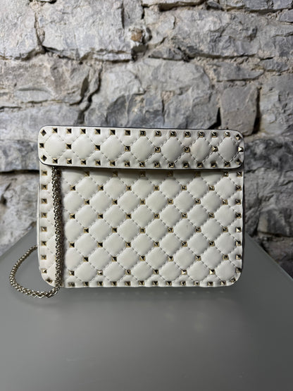Valentino Garavani Rockstud Spike Bag Nappaleder Weiß