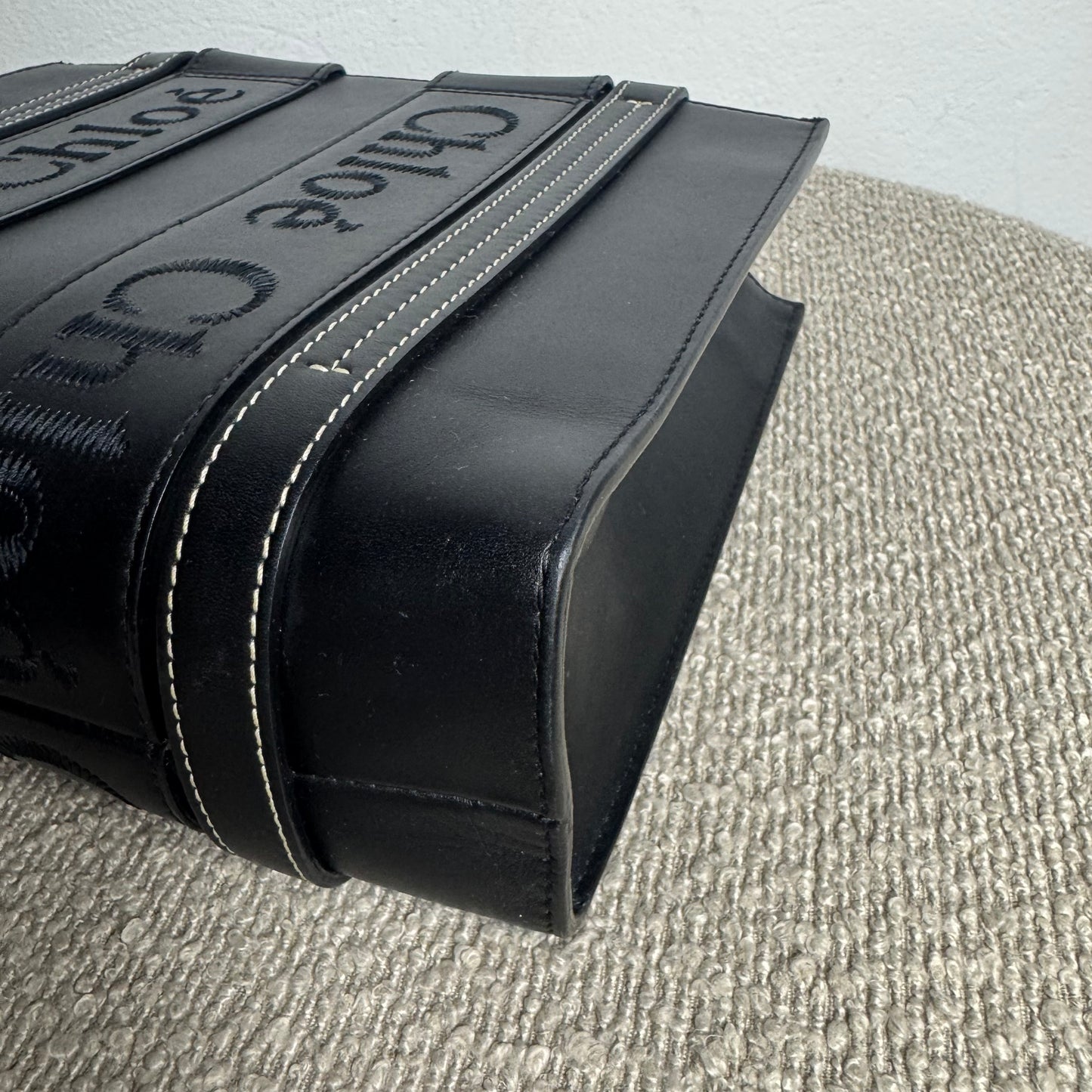Chloé Woody Small Schultertasche Leder Schwarz