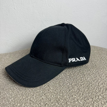 Prada Black Cotton Drill Baseball Cap