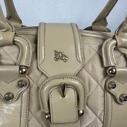 Burberry Quilted Satin & Leder Satchel Bag – Beige