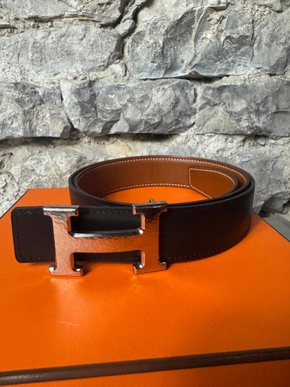 Hermès Gürtelschließe H Martelée & Wendbarer Gürtelriemen
