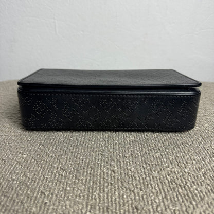 Burberry Perforated Leder Flap Shoulder Bag Schwarz