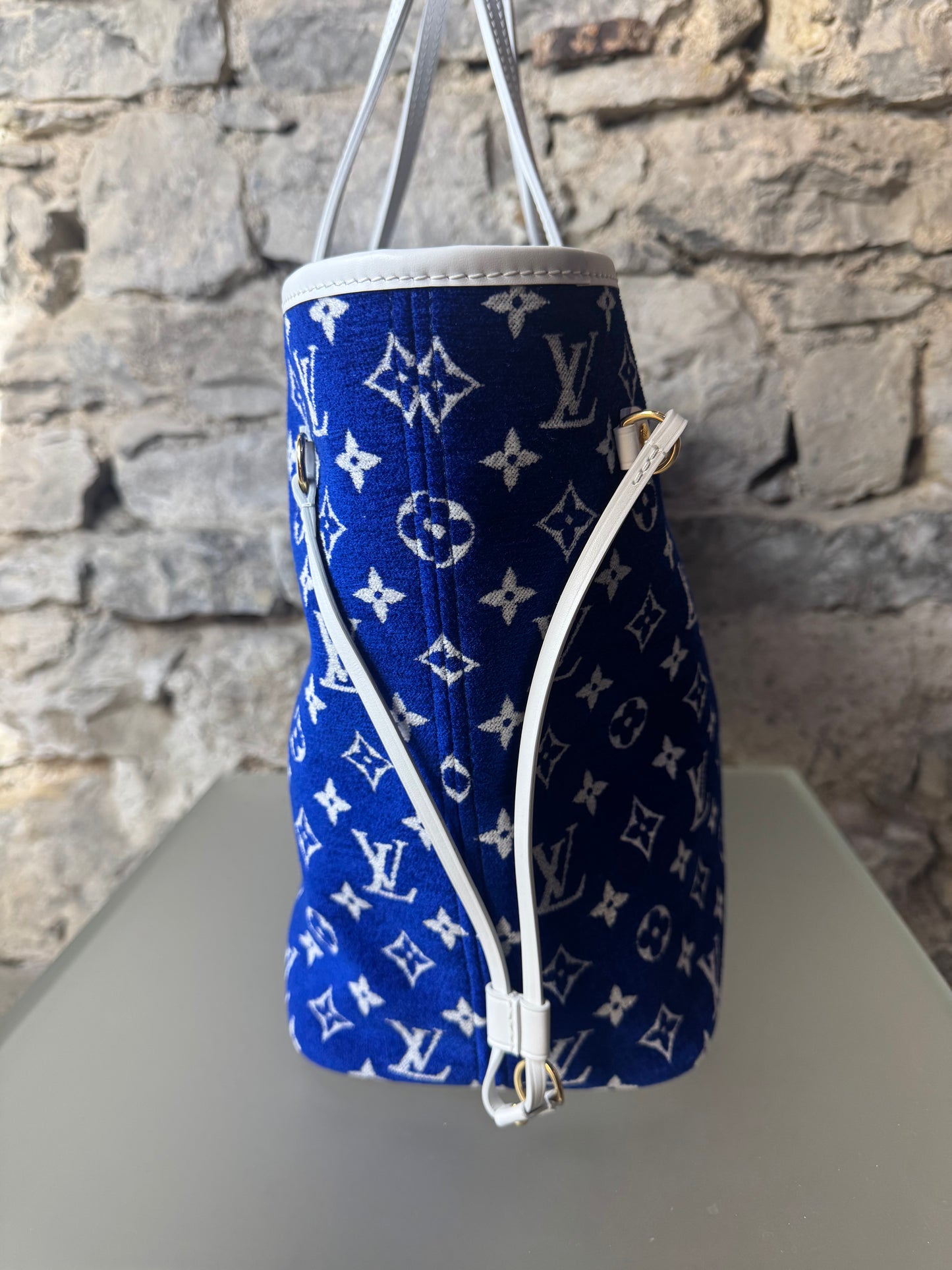 Louis Vuitton Jacquard Velvet Monogram LV Match Neverfull MM Tote – Blau & Weiß